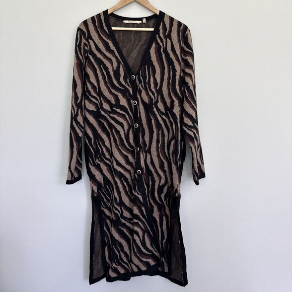 Soft Surroundings Sweaters - Soft Surroundings Veronica Jacquard animal duster cardigan knit sweater M NWT